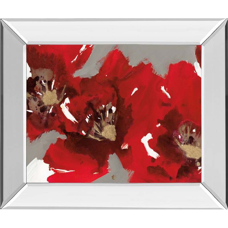 Red Poppy Forest I By N. Barnes – Mirror Framed Print Wall Art – Red