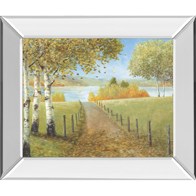 Rural Route I By A. Fisk – Mirror Framed Print Wall Art – Green