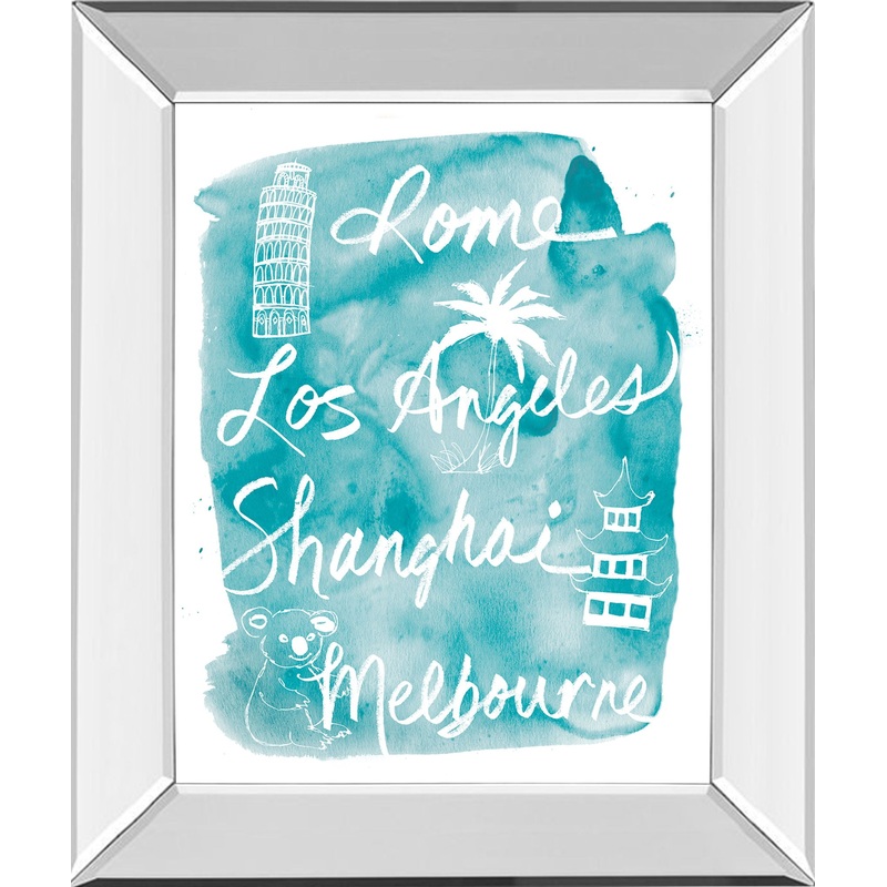 Sightseeing Il By Lottie Fontaine – Mirror Framed Print Wall Art – Blue