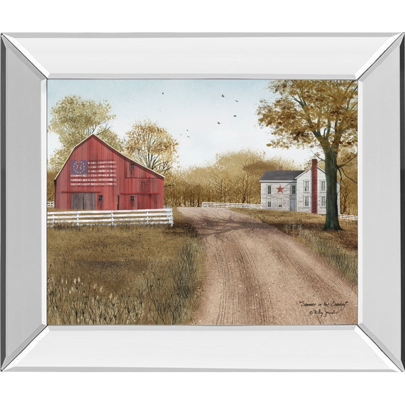 Summer In The Country By Billy Jacobs – Mirror Framed Print Wall Art – Dark Brown