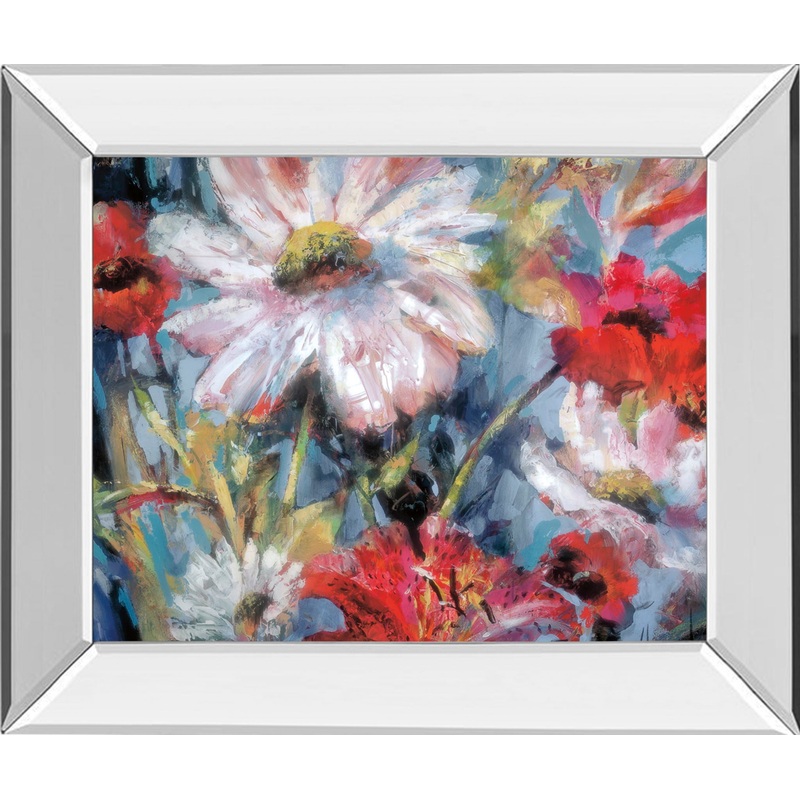 Tangled Garden I By Brent Heighton – Mirror Framed Print Wall Art – Blue
