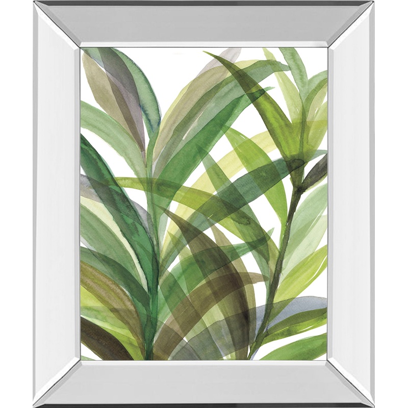 Tropical Greens Il By Rebecca Meyers – Mirror Framed Print Wall Art – Green