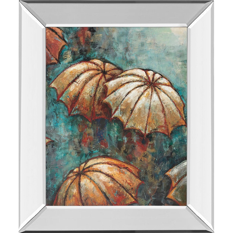 Umbrellas By Heath – Mirror Framed Print Wall Art – Blue