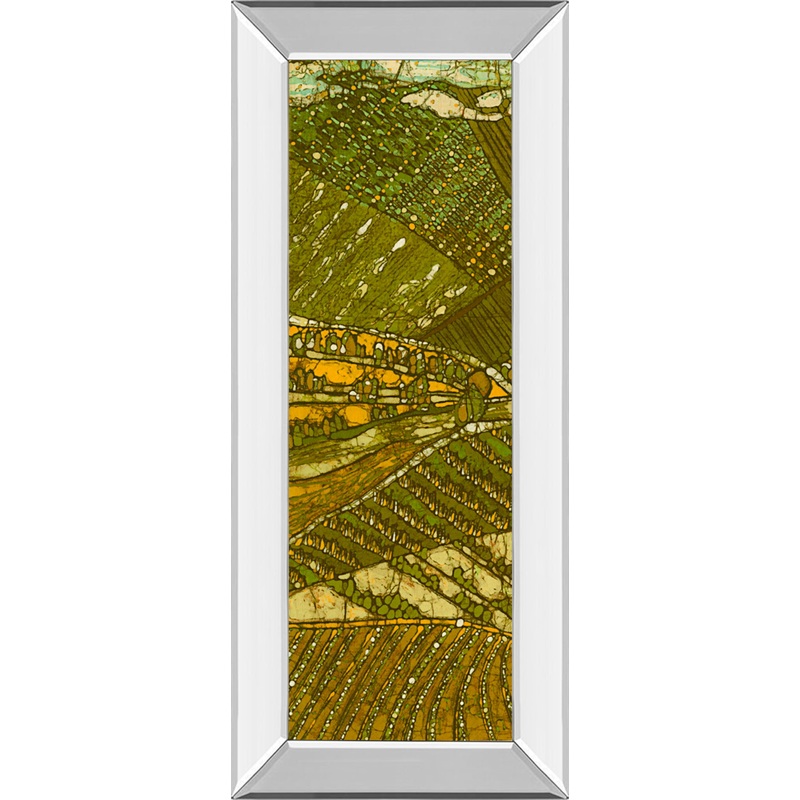 Vineyard Batik I By Andrea Davis – Mirror Framed Print Wall Art – Green