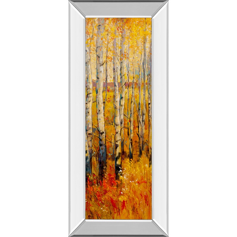 Vivid Birch Forest Il By Tim Otoole – Mirror Framed Print Wall Art – Orange