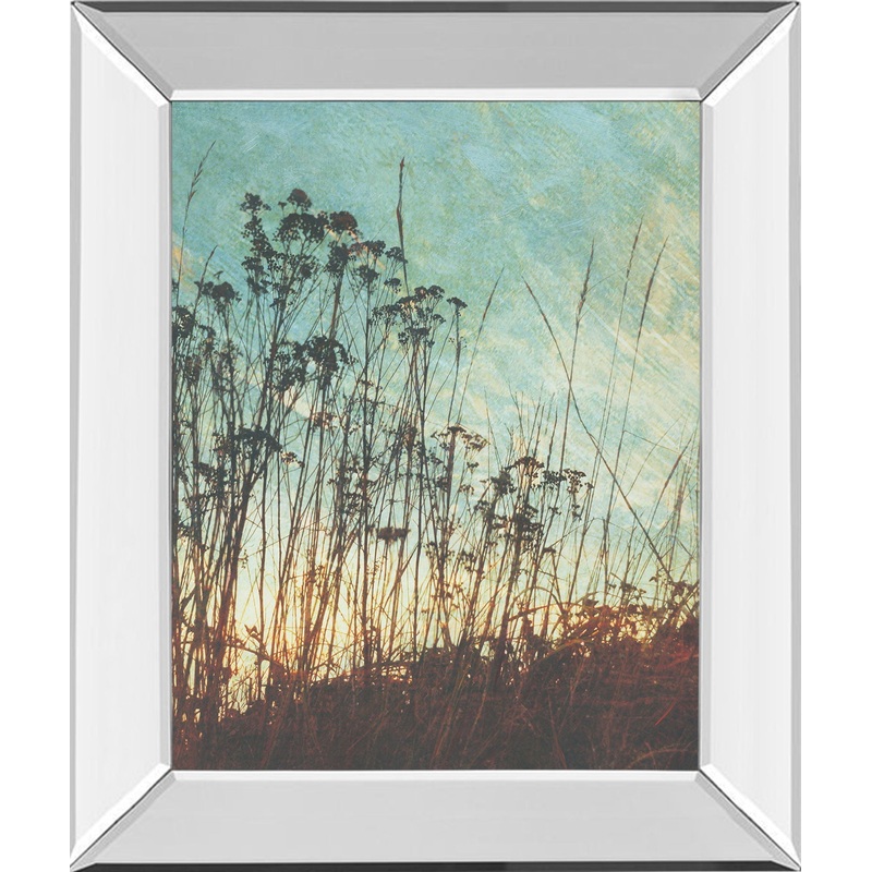 Wild Grass By Amy Melious – Mirror Framed Print Wall Art – Blue