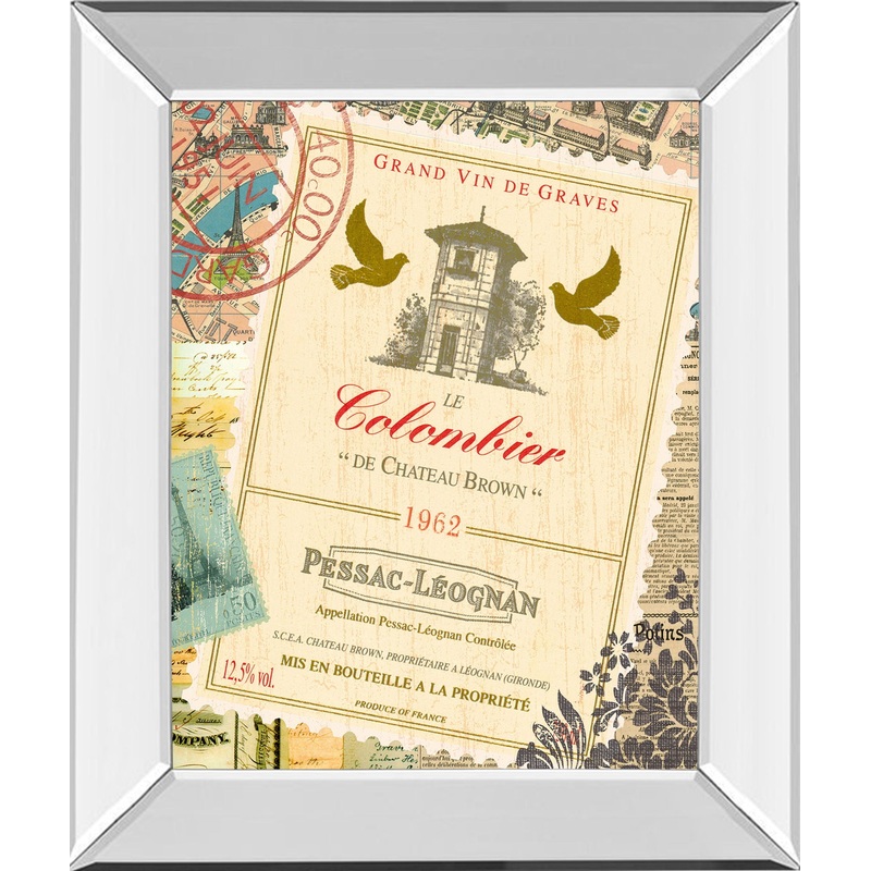 Wine Tour 1 By Maria Mendez – Mirror Framed Print Wall Art – Beige