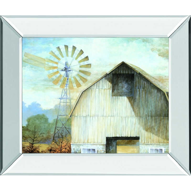 Barn Country By White Ladder – Mirror Framed Print Wall Art – Beige