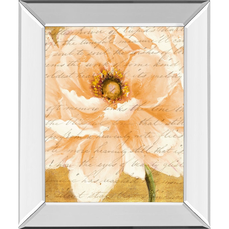 Beautiful Cream Peonies Script I By Patricia Pinto – Mirror Framed Print Wall Art – Gold