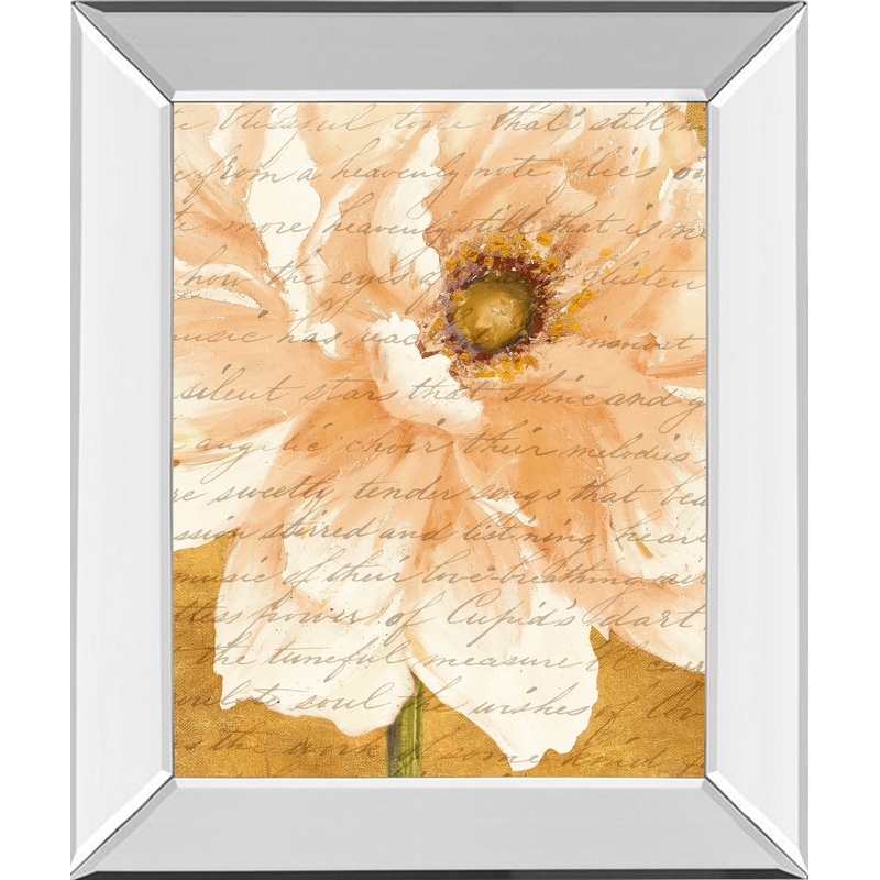 Beautiful Cream Peonies Script Il By Patricia Pinto – Mirror Framed Print Wall Art – Gold