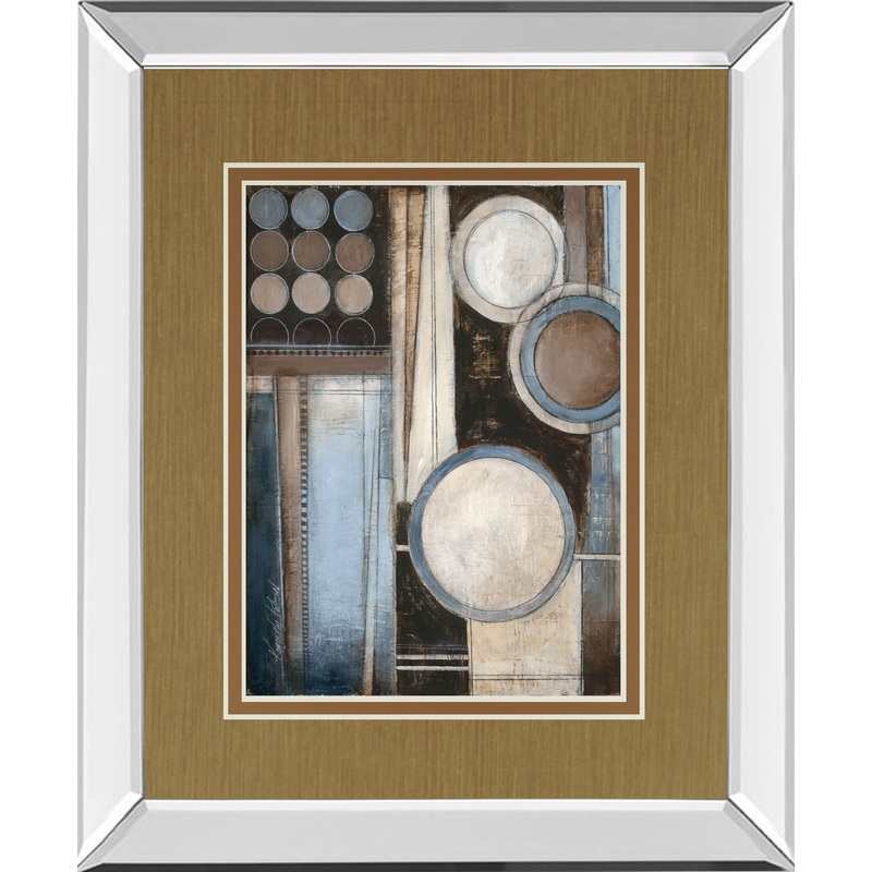 Blue Notes Il By Kimberly Poloson – Mirror Framed Print Wall Art – Beige