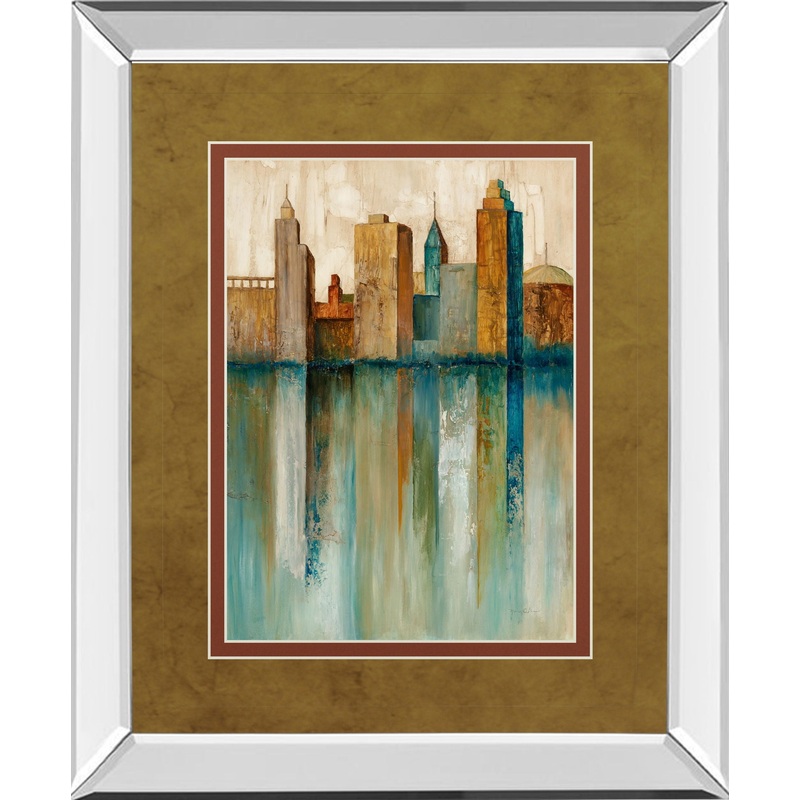 City View Il By Norm Olson – Mirror Framed Print Wall Art – Green
