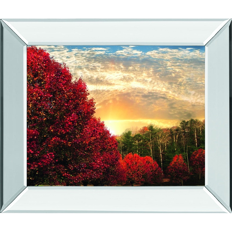 Crimson Tress By Celebrate Life Gallery – Mirror Framed Print Wall Art – Red