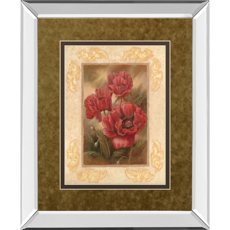 Daphne’s Poppies By Vivian Flasch – Mirror Framed Print Wall Art – Red