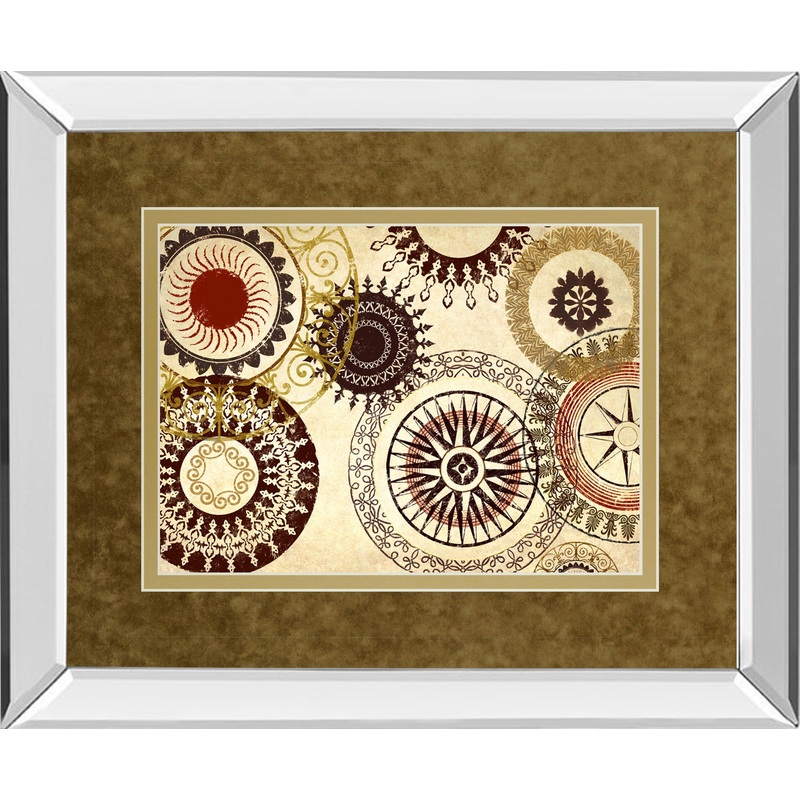 egyptian Textile By Michael Marcon Mirror Framed Print Wall Art – Light Brown