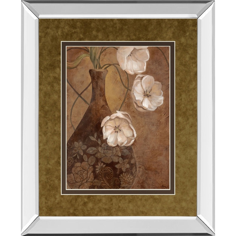 Flores En Umber I By Nan – Mirror Framed Print Wall Art – White
