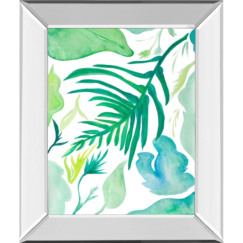Green Water Leaves I By Kat Papa – Mirror Framed Print Wall Art – Green