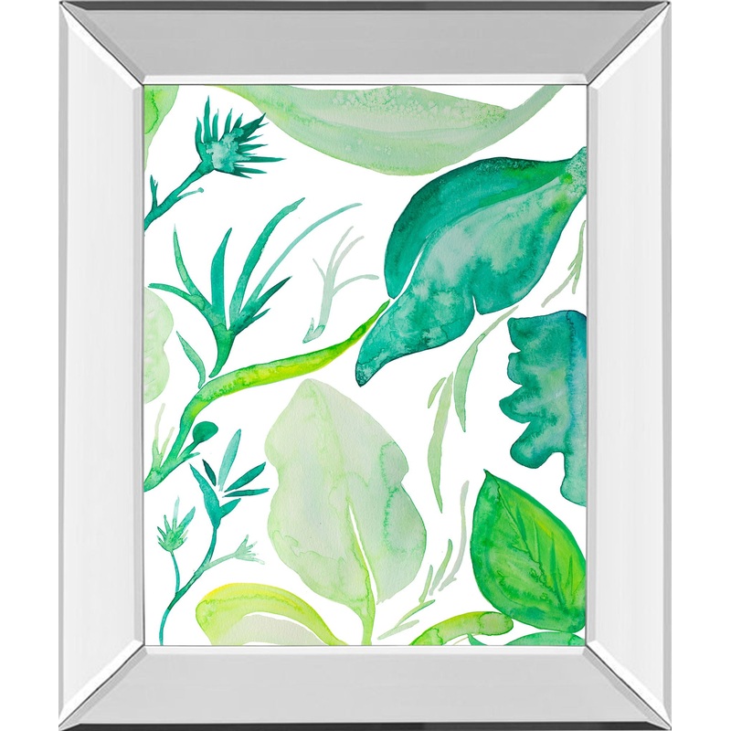 Green Water Leaves Il By Kat Papa – Mirror Framed Print Wall Art – Green