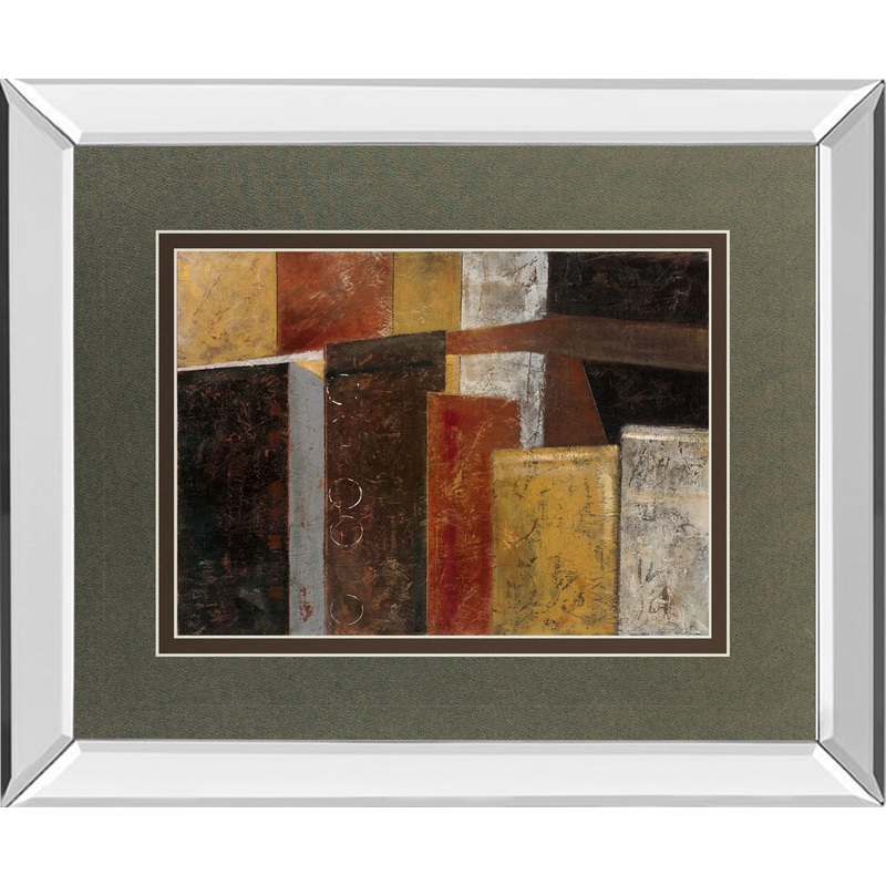 In The City I By Carol Robinson – Mirror Framed Print Wall Art – Dark Brown