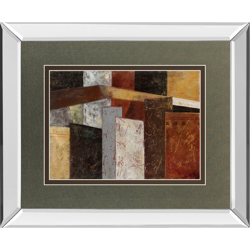 In The City Il By Carol Robinson – Mirror Framed Print Wall Art – Dark Brown