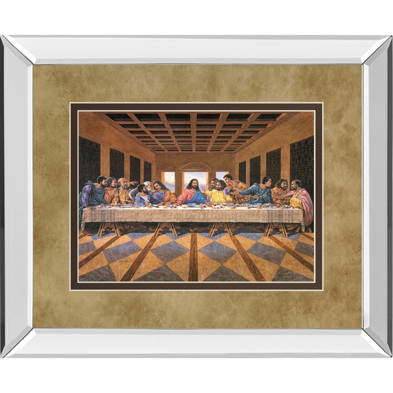 Last Supper (African American) – Mirror Framed Print Wall Art – Dark Brown