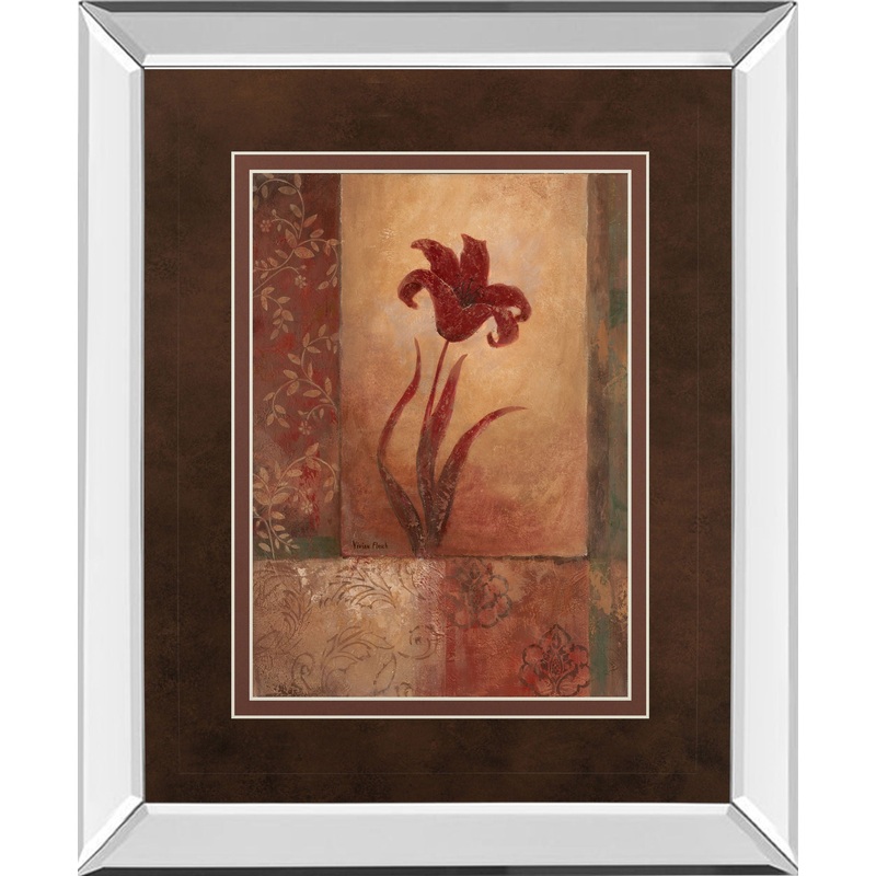 Lily Silhouette By Vivian Flasch – Mirror Framed Print Wall Art – Red