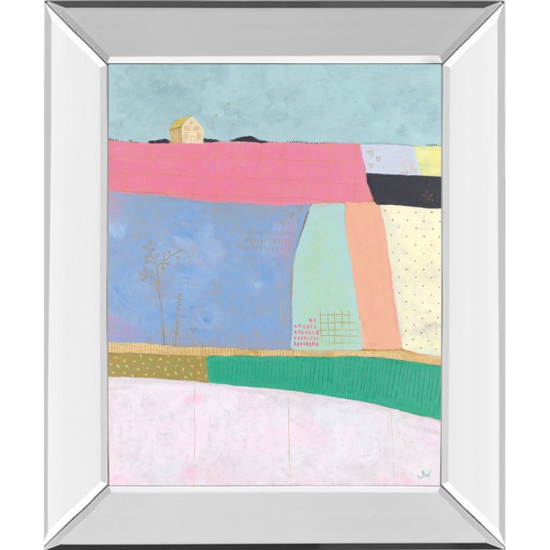 Live Colorfully-Patchwork By Joelle Wehkamp – Mirror Framed Print Wall Art – Blue