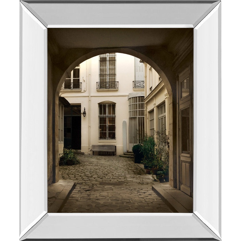 Marais Courtyard By Milla White – Mirror Framed Print Wall Art – Black
