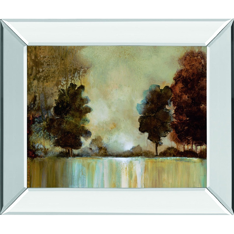 Morning Mist By Cat Tesla – Mirror Framed Print Wall Art – Dark Brown