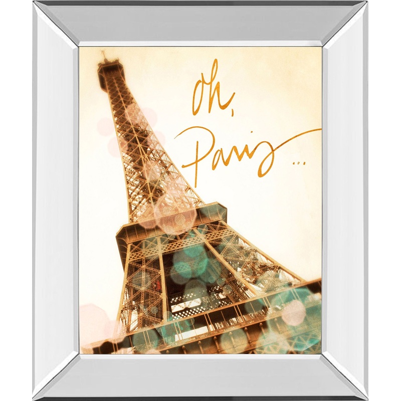 Oh Paris By Emily Navas – Mirror Framed Print Wall Art – Beige