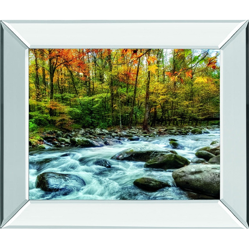 Painted Autumn By D. Burt – Mirror Framed Print Wall Art – Green