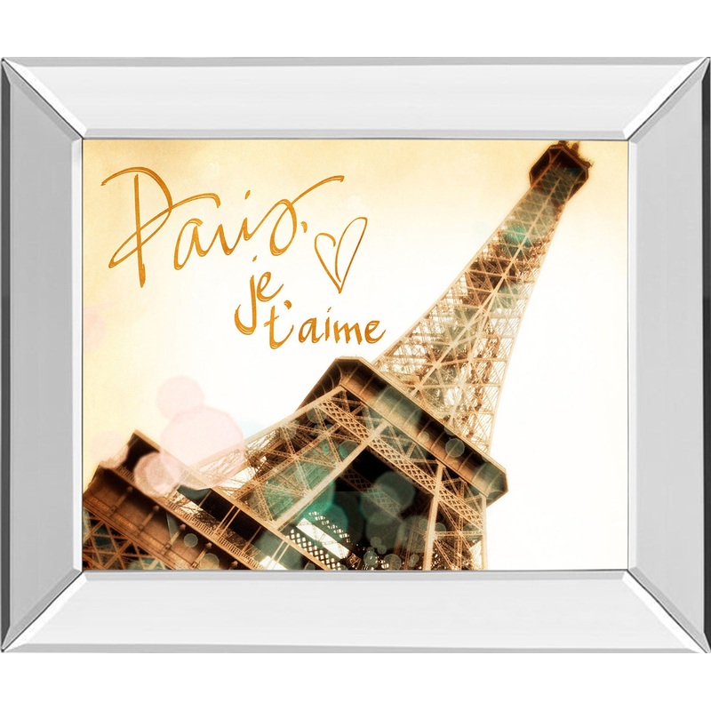 Paris, J’taime By Emily Navas – Mirror Framed Print Wall Art – Beige
