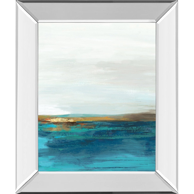 Pastoral Landscape Il By Tom Reeves – Mirror Framed Print Wall Art – Blue