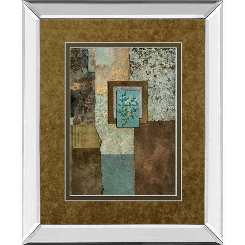 Petites Fleurs Sur Le Bleu Il By Norm Olson – Mirror Framed Print Wall Art – Blue