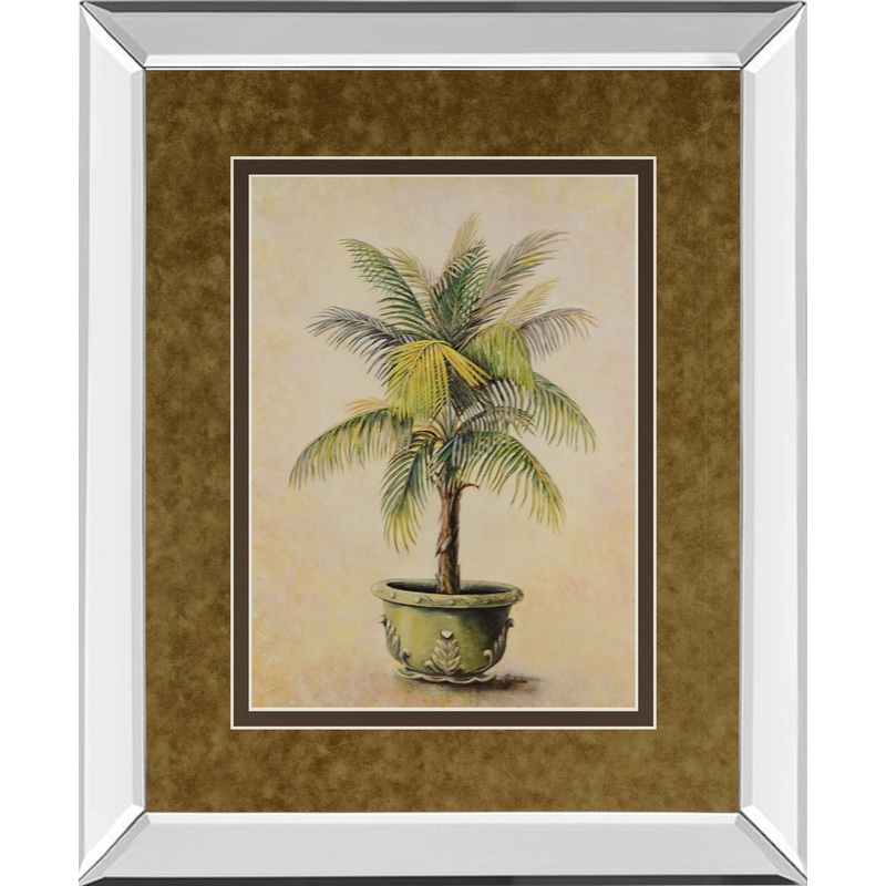 Potted Palm I – Mirror Framed Print Wall Art – Green
