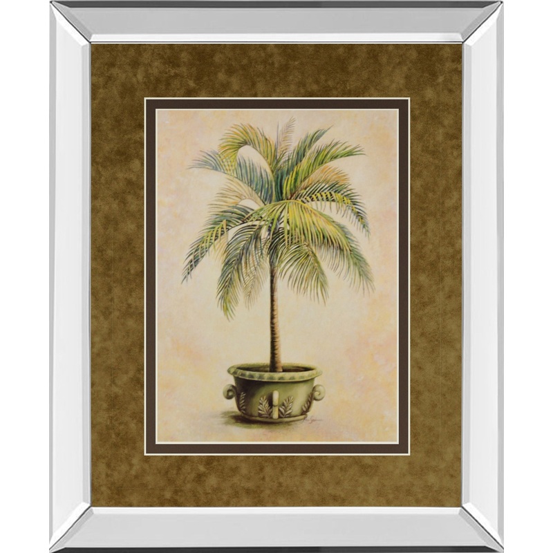 Potted Palm Il – Mirror Framed Print Wall Art – Green