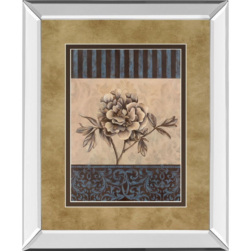 Rose Refined I By Carol Robinson – Mirror Framed Print Wall Art – Blue