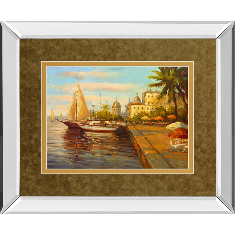 Santo Domingo Harbor By Bulo – Mirror Framed Print Wall Art – Orange
