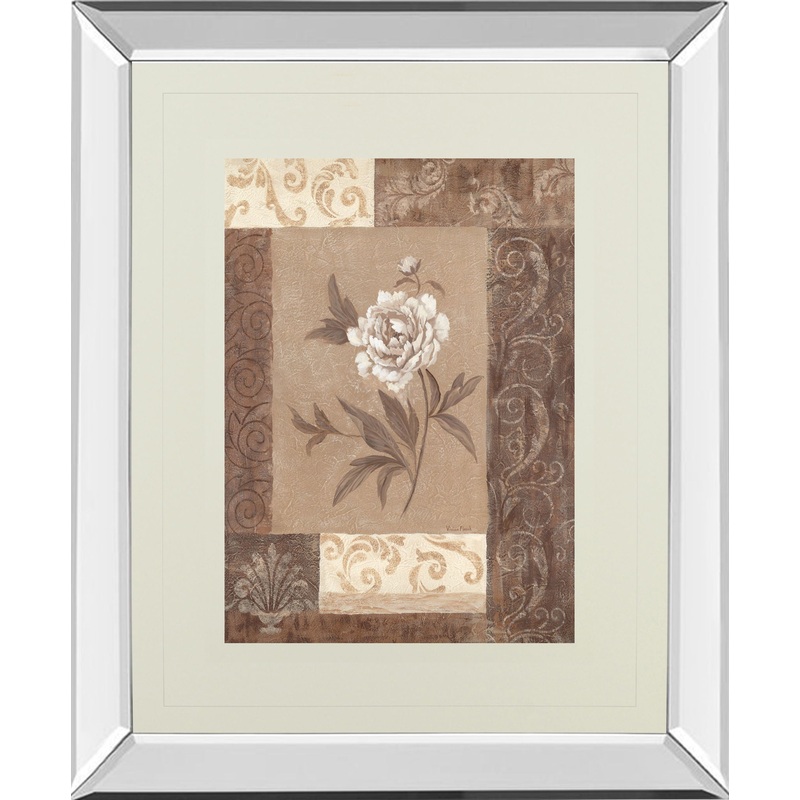Single Peony By Vivian Flasch – Mirror Framed Print Wall Art – White