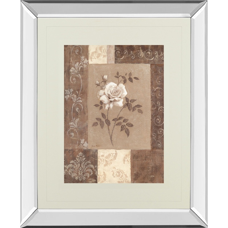Single Rose By Vivian Flasch – Mirror Framed Print Wall Art – White