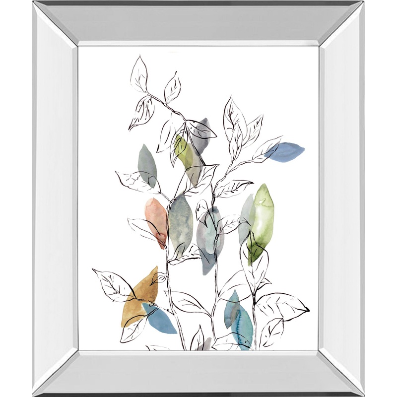 Spring Leaves I By Meyers, R. – Mirror Framed Print Wall Art – Blue