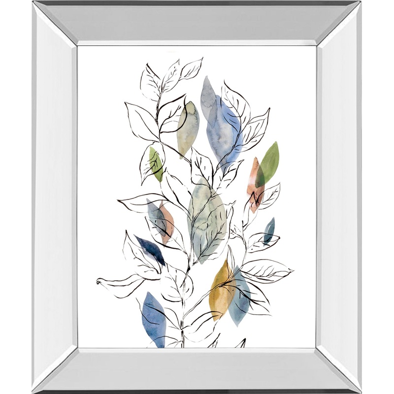 Spring Leaves Il By Meyers, R. – Mirror Framed Print Wall Art – Blue