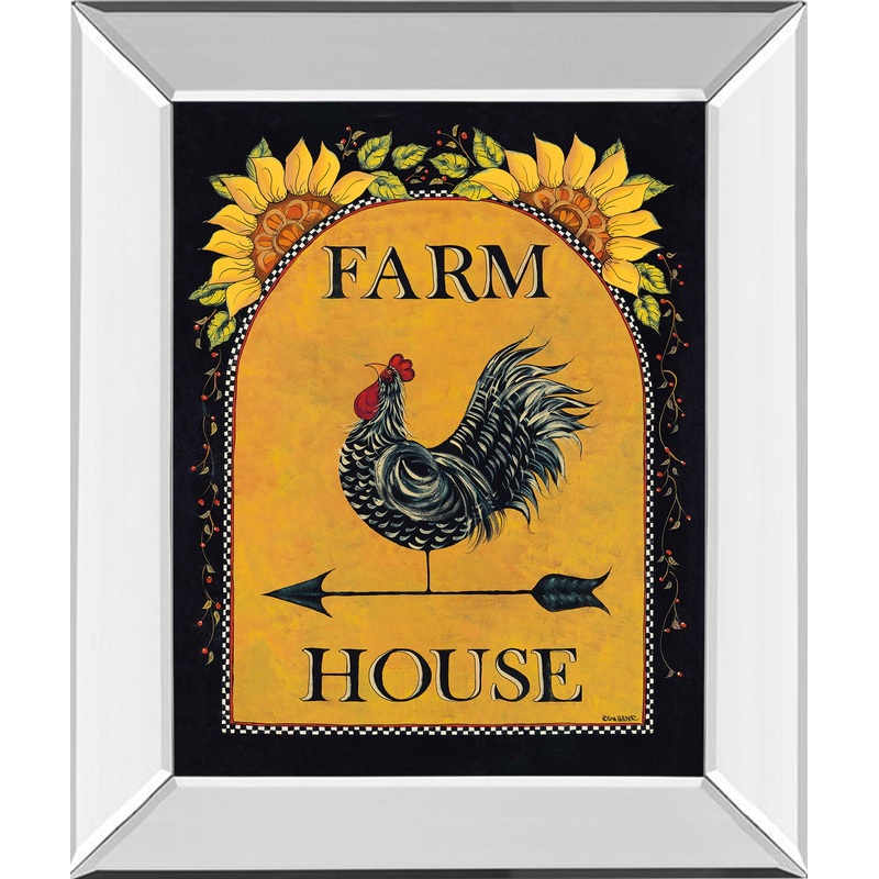 Sunny Farmhouse By Lisa Hillker – Mirror Framed Print Wall Art – Orange