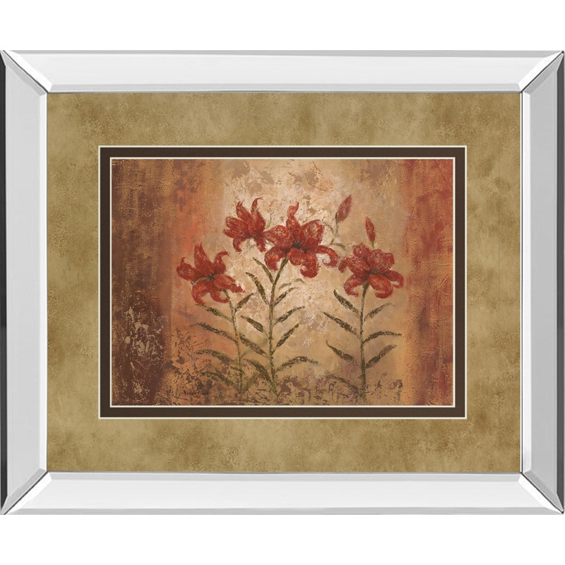 The Lily Style By Vivian Flasch – Mirror Framed Print Wall Art – Red