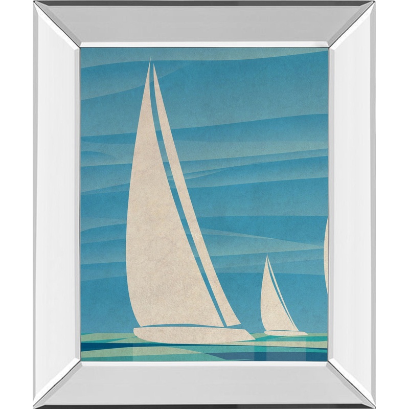 Water Journey I By Dan Meneely – Mirror Framed Print Wall Art – Blue