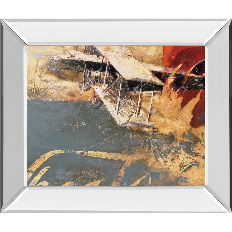 Wheels And Wings By Aliaga, C. – Mirror Framed Print Wall Art – Blue