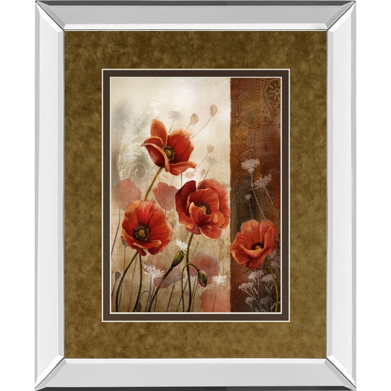 Wild Poppies Il By Conrad Knutsen – Mirror Framed Print Wall Art – Red