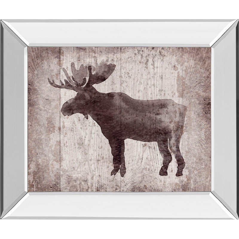 Wildness Iv-timber By Sandra Jacobs – Mirror Framed Elk Print Wall Art – Dark Brown