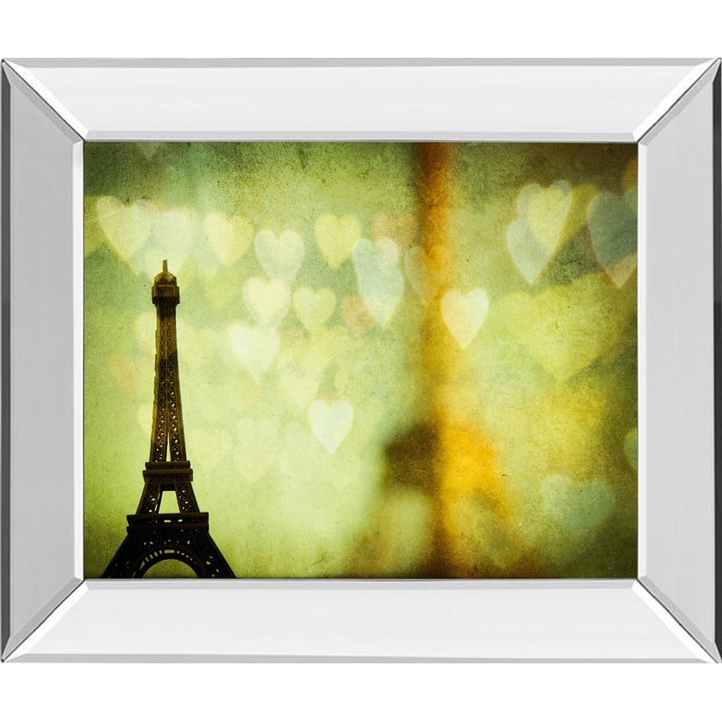 Wishful Hearts Il By Irene Suchucki – Mirror Framed Print Wall Art – Green