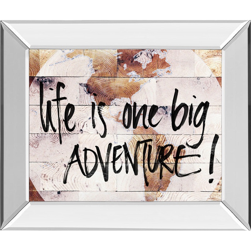 World On Wood By Sd Studios – Mirror Framed Print Wall Art – Dark Brown